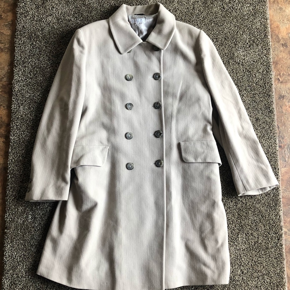 Barney’s New York Light Grey Wool Mid-Length Coat